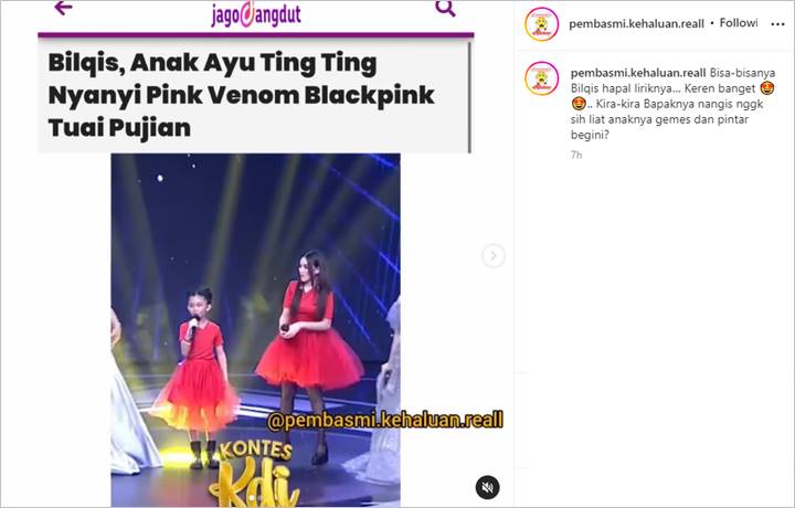 Bilqis Nyanyi ‘Pink Venom’ BLACKPINK, Ayu Ting Ting Kecipratan Pujian