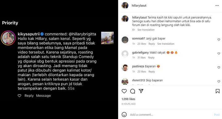 Kiky Saputri Soal Mamat Alkatiri