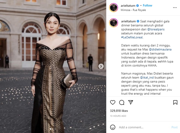 Bertabur Kristal, Gaun Ariel Tatum di Gala Dinner PFW Punya Filosofi Mendalam