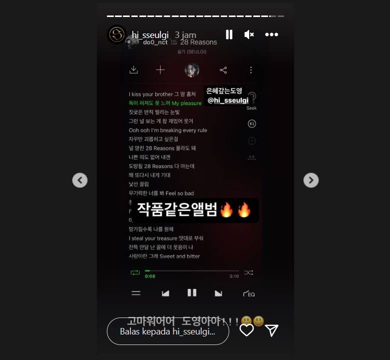 Seulgi Red Velvet membalas promosi Doyoung NCT