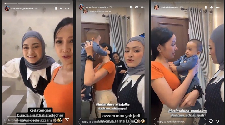 Ekspresi Baby Adzam Anak Nathalie Holscher Kala Digendong Lucinta Luna
