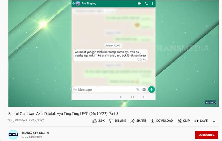 Sahrul Gunawan Jujur Sudah Ditolak Ayu Ting Ting, Ini Buktinya