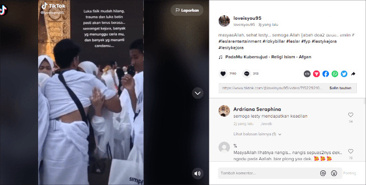 Video Diduga Lesti Kejora Sesenggukan Di Pelukan Sang Ayah Di Mekkah Beredar