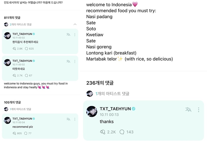 Taehyun TXT Minta Rekomendasi Makanan Indonesia Jelang Konser \'Act: Lovesick\'