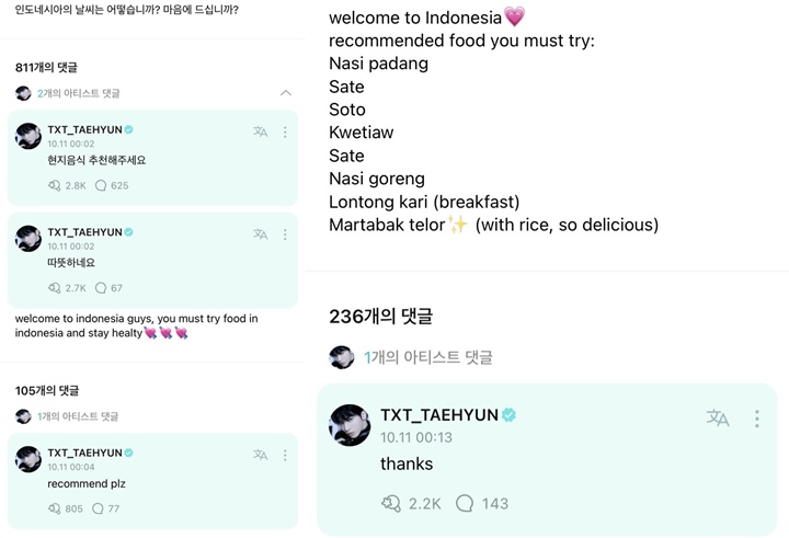 Taehyun TXT Minta Rekomendasi Makanan Indonesia Jelang Konser \'Act: Lovesick\'