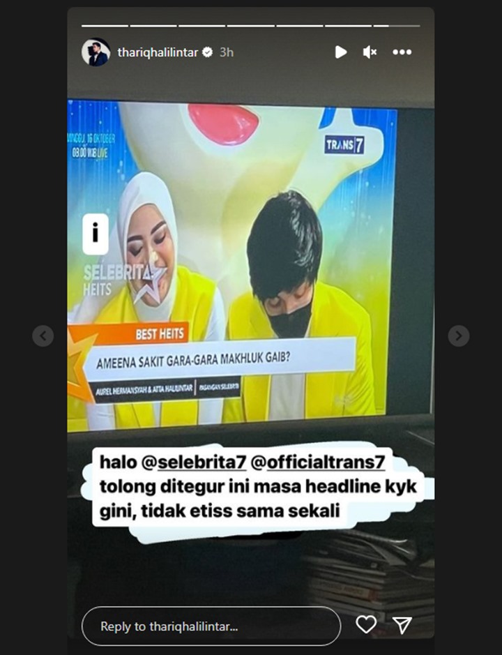 Thariq Halilintar Kesal Kabar Ameena Sakit Dikaitkan dengan Makhluk Gaib