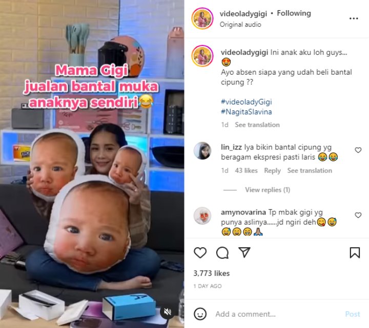 Nagita Slavina Malah Gemas Sendiri Kala Jualan Bantal Muka Cipung: Ini Anak Aku Loh Guys