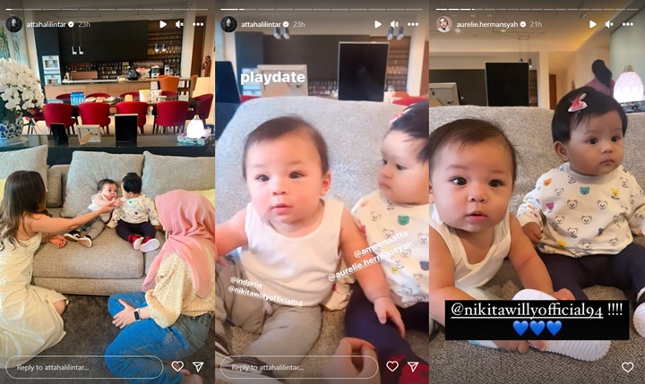 Gemasnya Ameena Curi-curi Pandang Saat Playdate Bareng Baby Izz Putra Nikita Willy