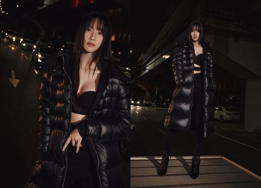 Buang Imej Polos, Moon Ga Young Tampil Menggoda Serba Hitam Sambil Pose di Tengah Jalan