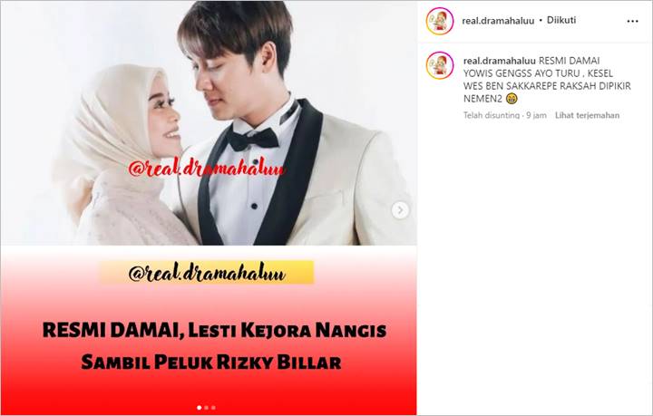 Berdamai, Lesti Kejora Disebut Nangis dan Peluk Rizky Billar