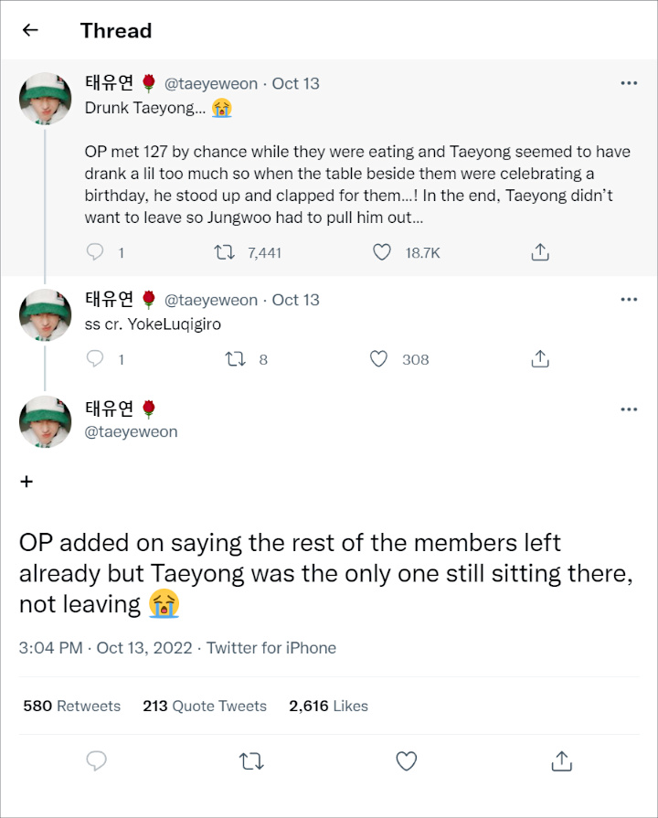 Fans Ekspos Tingkah Laku Taeyong NCT 127 Saat Mabuk