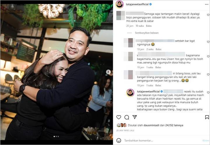 Raden Brotoseno Dinyinyir Nganggur, Tata Janeeta \'Tampar\' Halus: Kebahagiaan Saya Bukan Uang