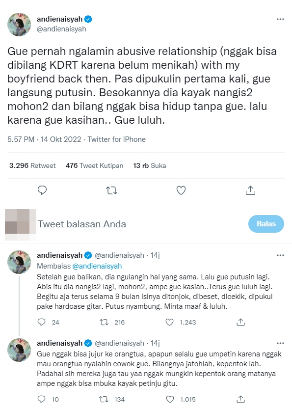 Lesti Kejora Dihujat Cabut Laporan, Andien Cerita Sulitnya Lepas dari Eks Pacar Abussive