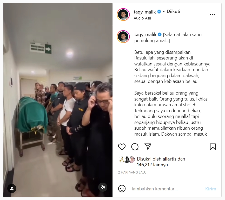 Koh Steven Meninggal Dunia, Taqy Malik: Saya Iri dengan Beliau