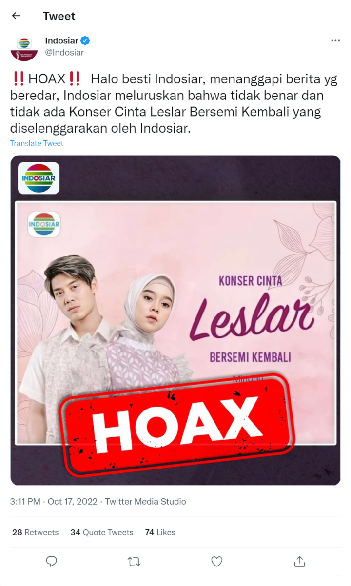 Viral Poster Konser \'Cinta Leslar Bersemi Kembali\', Stasiun Televisi Sebut Hoaks