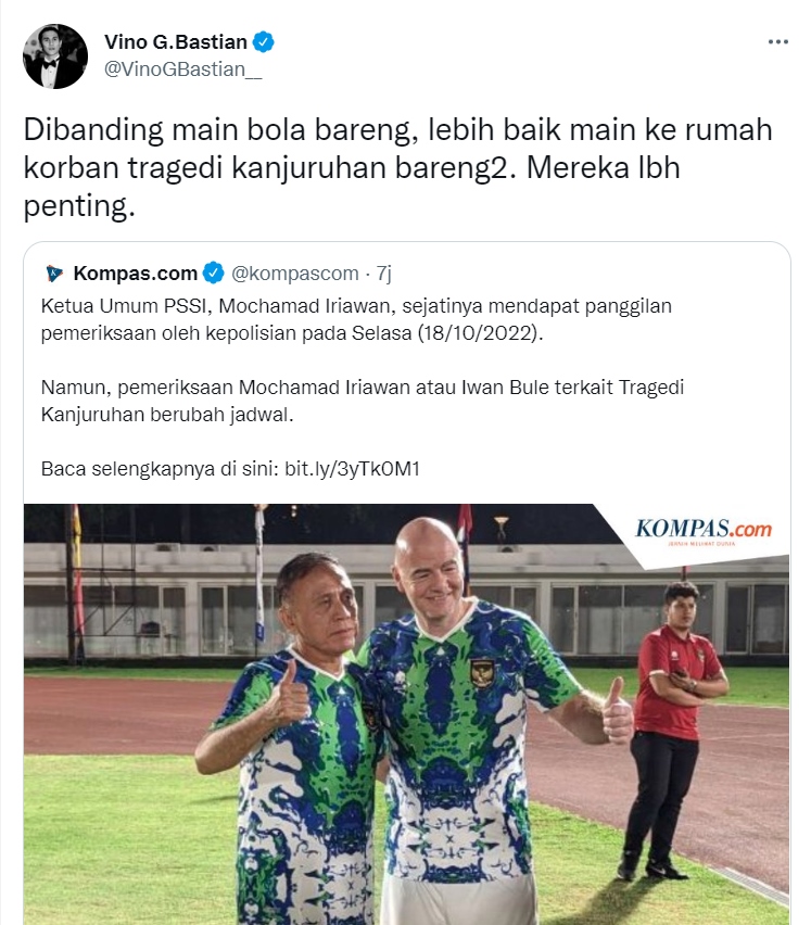 Dikenal Anti Nyinyir, Vino G. Bastian Mendadak Sindir Ketum PSSI dan Presiden FIFA