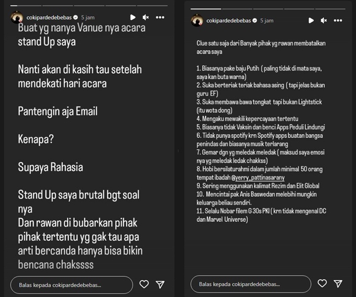 Coki Pardede Siap Tur Stand Up Comedy 20 Kota, Alasan Masih Rahasiakan Venue Terungkap