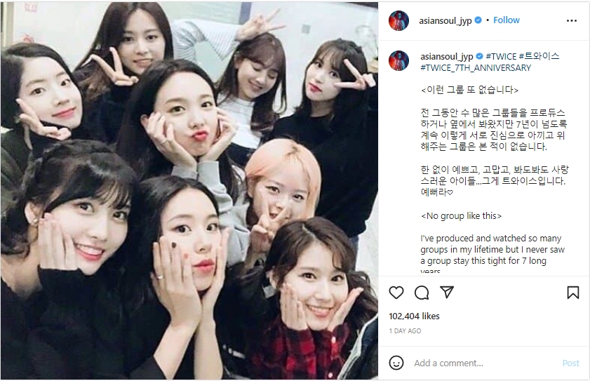 Ucapkan Selamat Debut Anniv, Park Jin Young Akui Tak Pernah Lihat Girlband Sekompak Twice