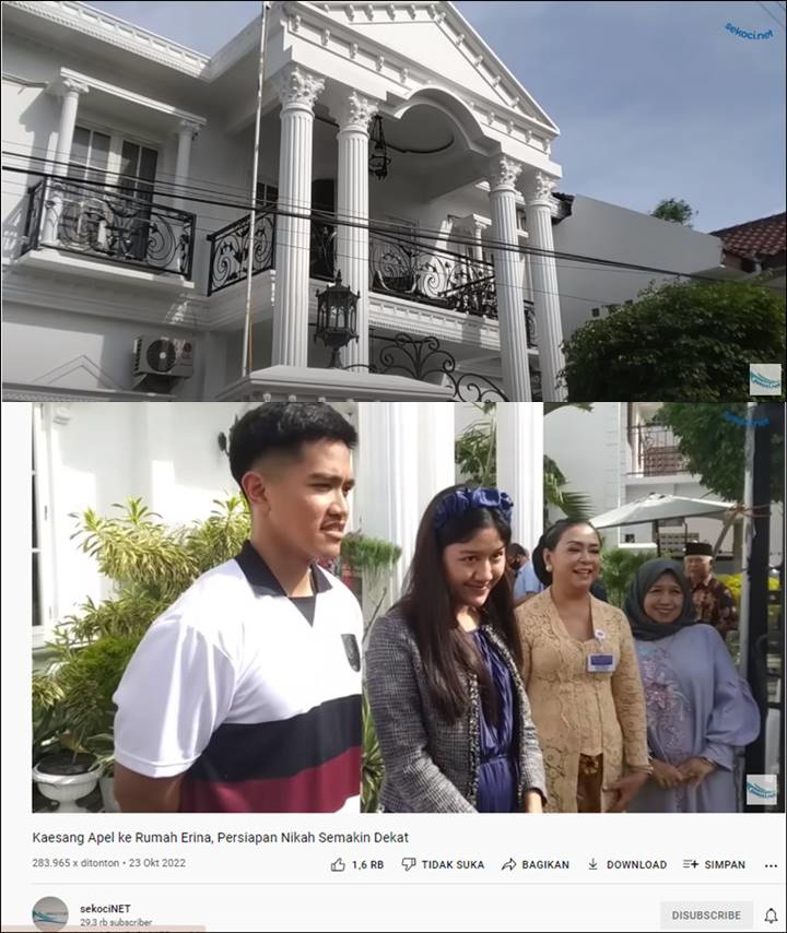 Erina Gudono Calon Bojo Kaesang Pakai Bando 10 Ribuan, Rumah Keluarga Bak Istana Romawi