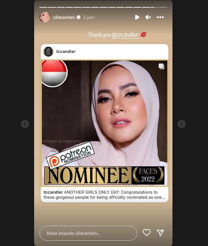 Reaksi Olla Ramlan Usai Masuk Jajaran Wanita Tercantik di Dunia