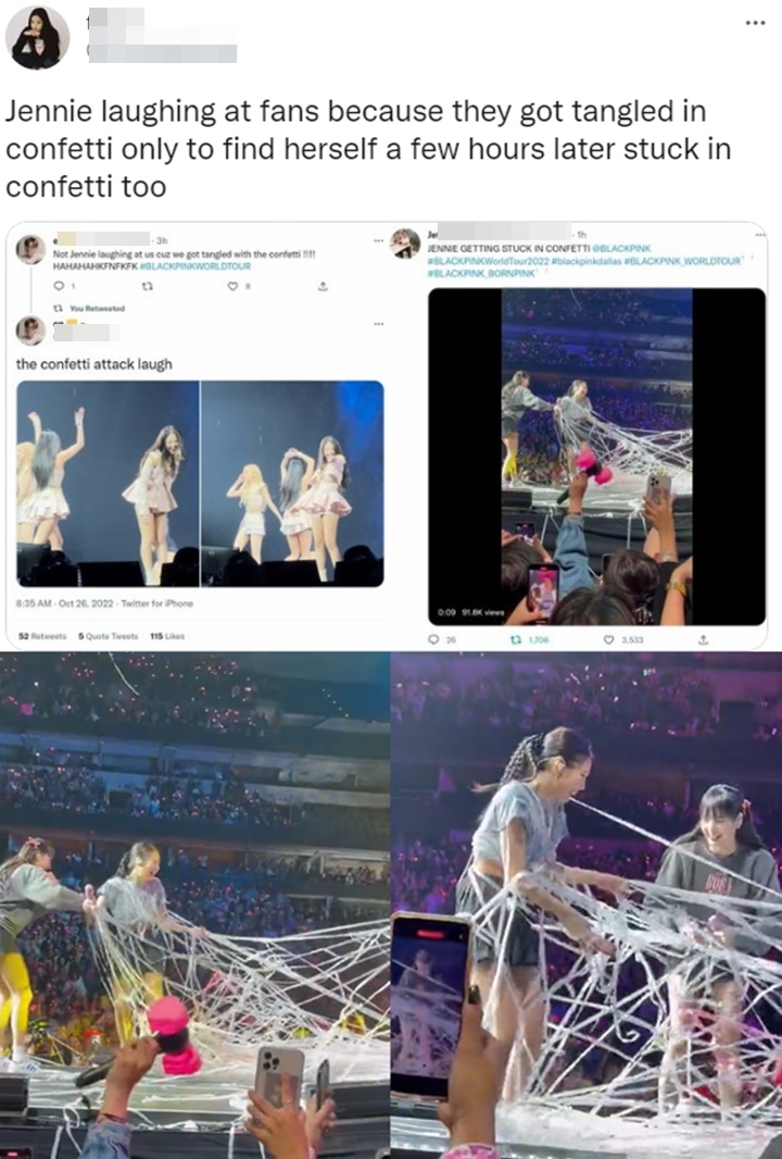 Bak Kena Karma, Kocaknya Jennie Terjebak Confetti di Konser BLACKPINK
