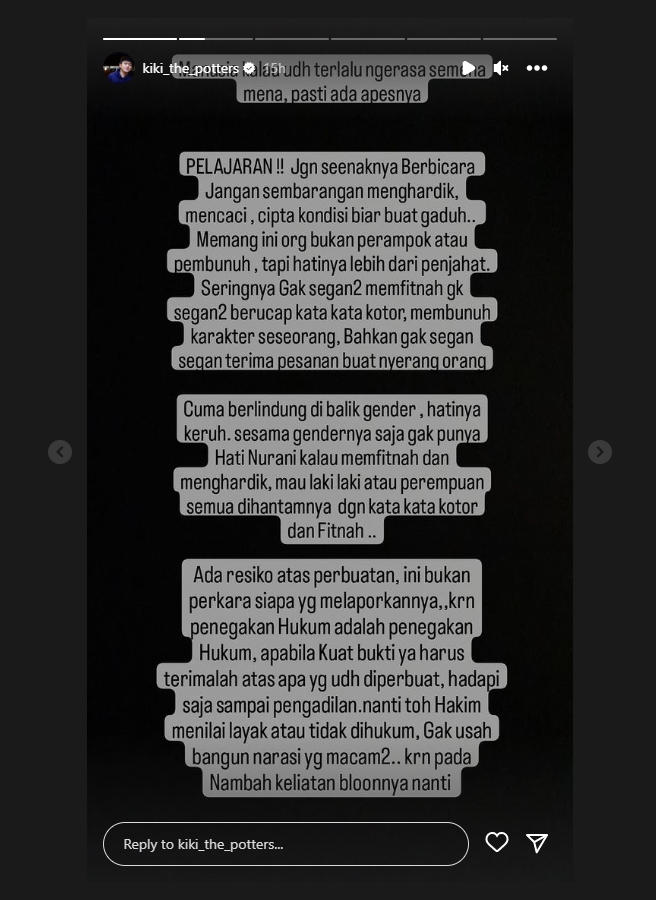 Diduga Sindir Nikita Mirzani, Kiki The Potters: Hatinya Lebih dari Penjahat