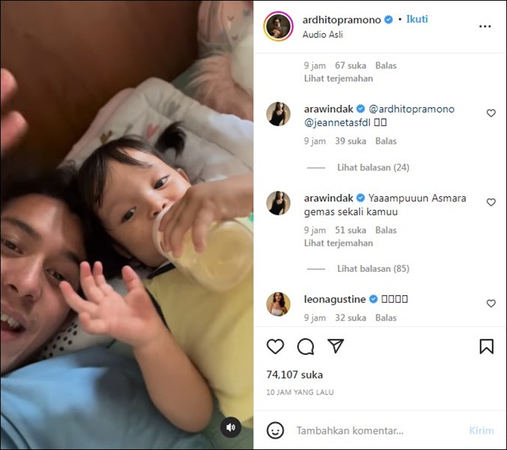 Ardhito Pramono Pamer Momen Gemas Bareng Anak, Komen Arawinda Kirana Disorot