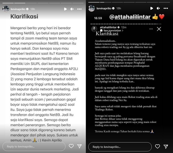 Terseret Kasus Investasi Bodong, Kevin Aprilio Tak Membantah Pernah Promosikan Net89