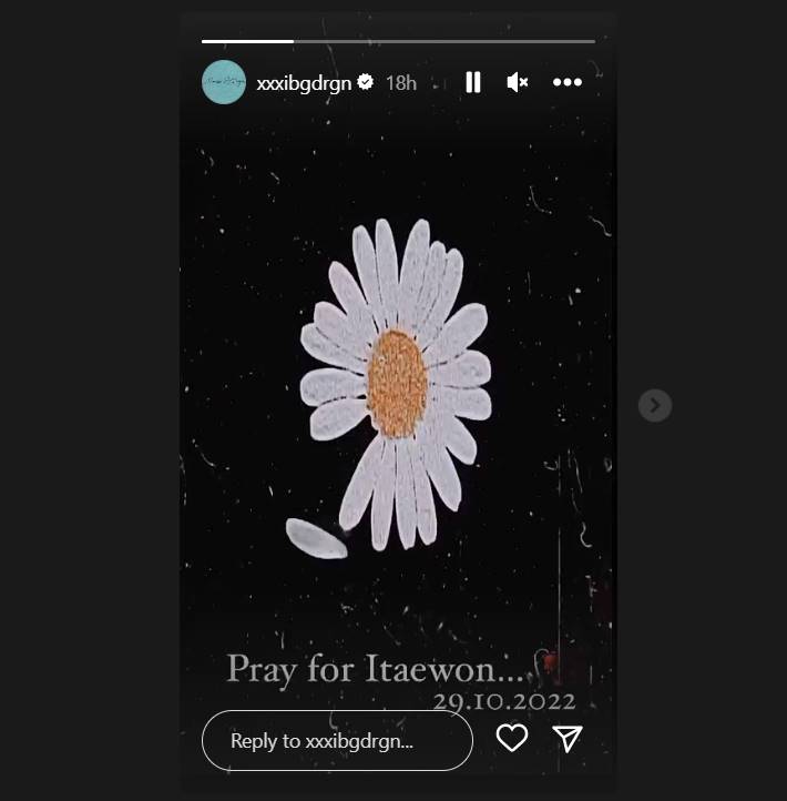G-Dragon BIGBANG mengungkapkan duka untuk tragedi Itaewon