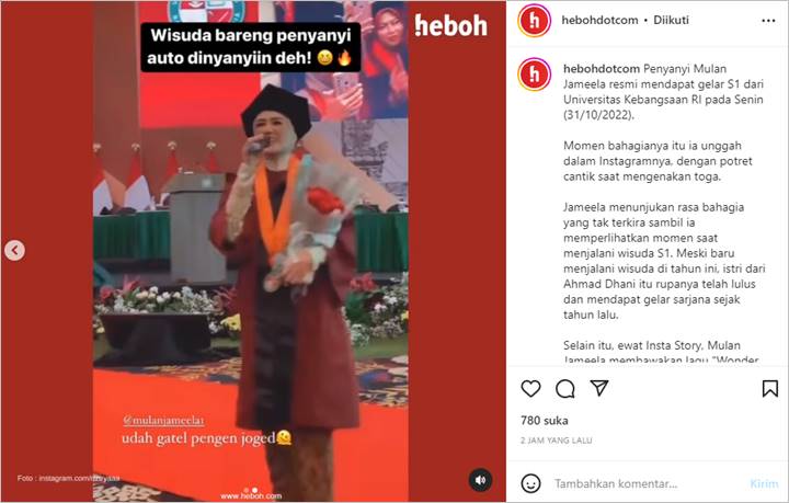 Mulan Jameela Bawakan Lagu \'Wonder Woman\' di Acara Wisuda Usai Raih Gelar S1