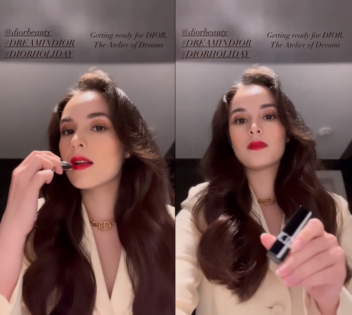 Chelsea Islan dengan Lipstick Merah Merona
