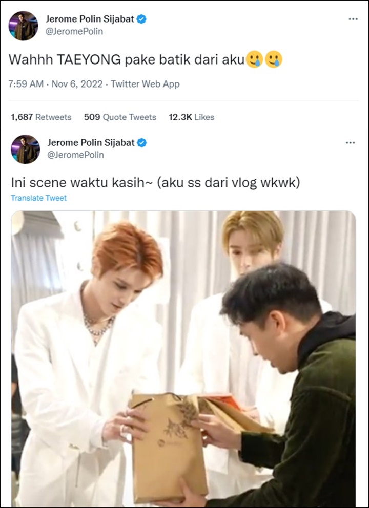 Jerome Polin Girang Batik Pemberiannya Langsung Dipakai Taeyong NCT