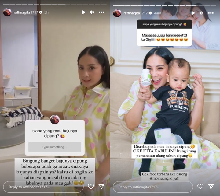 Makin Gembul, Rayyanza Cipung Putra Nagita Slavina Bagi-bagi Baju Tak Terpakai