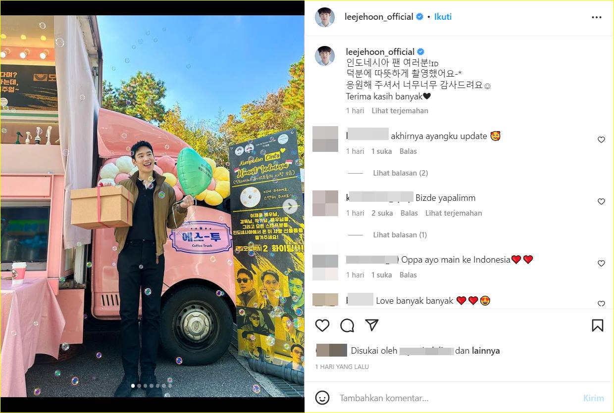 Lee Je Hoon mendapatkan truk kopi dari fans Indonesia