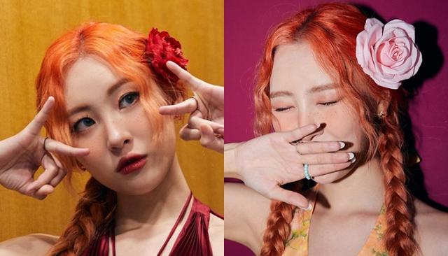 Sunmi pakai makeup freckles di pemotretan