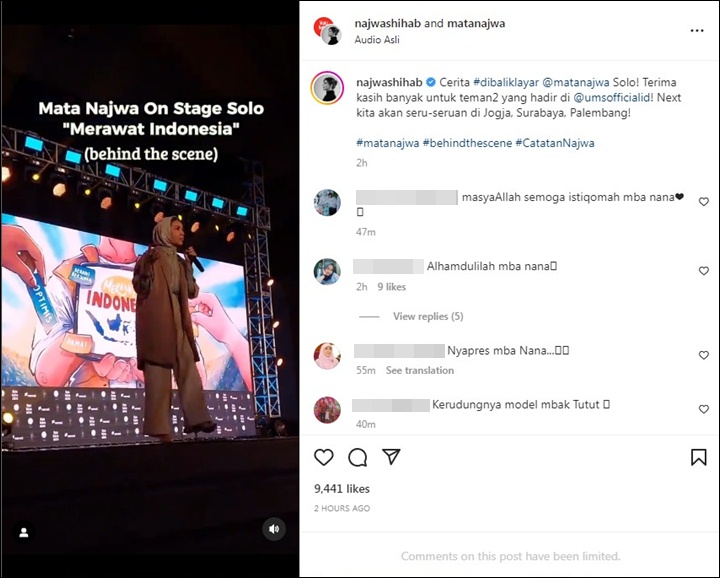 Najwa Shihab Gelar \'Mata Najwa\' di Solo, Penampilan Cantik Berhijab Curi Perhatian