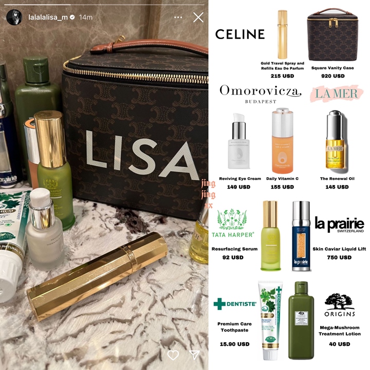 Lisa BLACKPINK Pamer Pouch Mahal dan Kumpulan Produk Skincare Seharga Puluhan Juta