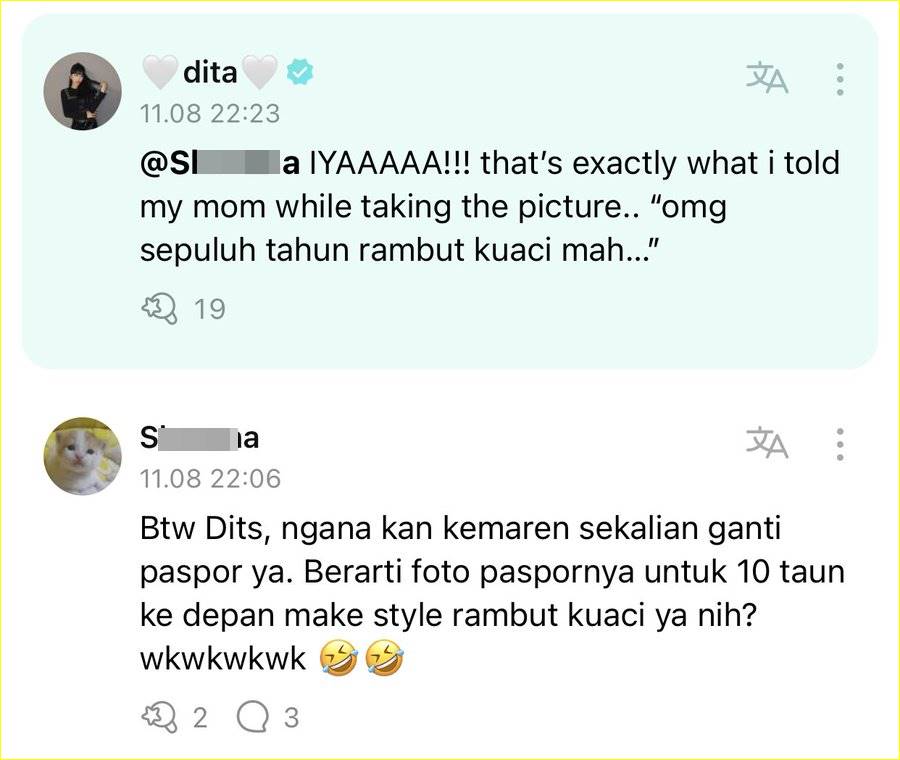 Dita Karang Secret Number menjawab pesan penggemar di Weverse