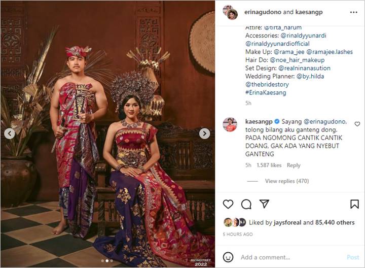Kalah Pamor, Kaesang Pangarep Minta Dipuji Ganteng Oleh Erina Gudono di Foto Prewedding Adat Bali