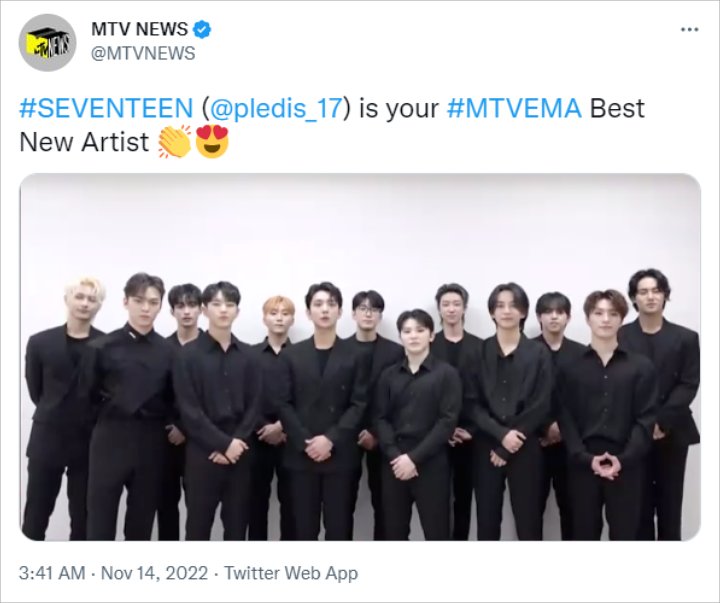 MTV EMA 2022: SEVENTEEN Cetak Rekor Pribadi Usai Menang 2 Trofi