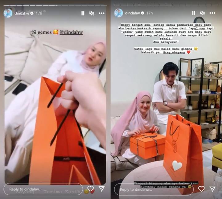 Dinda Hauw Joget Kegirangan Dapat Kado Ultah Branded dari Rey Mbayang