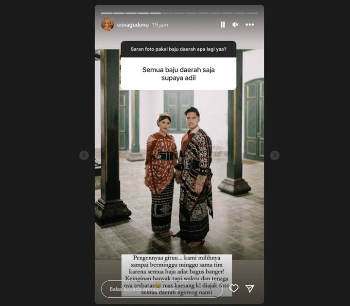 Erina Gudono Curhat Tak Bisa Usung Semua Baju Daerah untuk Prewedding, Endingnya Kocak