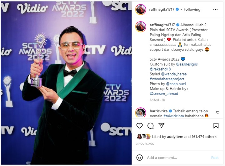 Raffi Ahmad Borong Piala SCTV Awards, Reaksi Cipung Asyik Joget Bikin Gemas