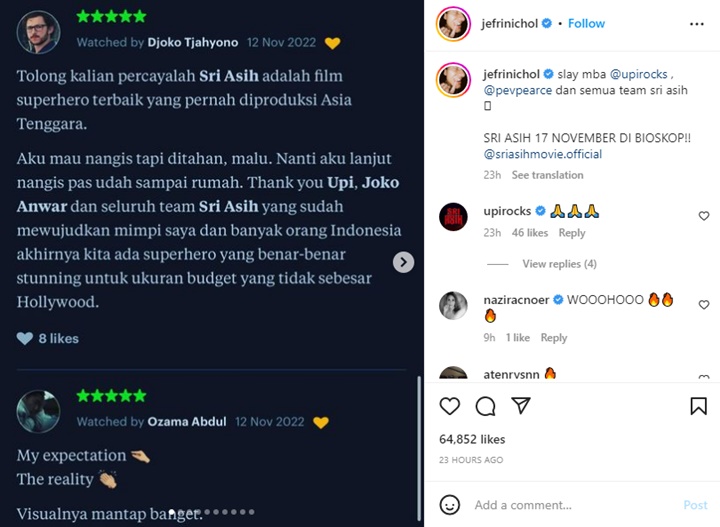 Jefri Nichol Bangga \'Sri Asih\' Disandingkan dengan Karakter Superhero Dunia