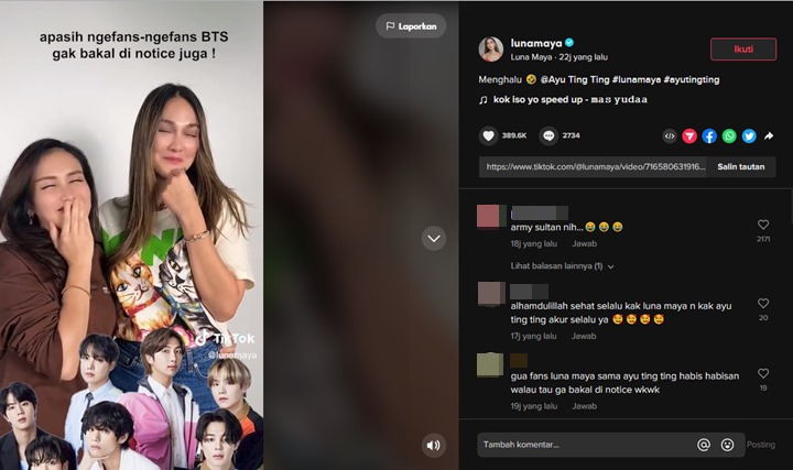 Akur, Luna Maya dan Ayu Ting Ting Kini Ngehalu BTS Bareng Disebut Relate
