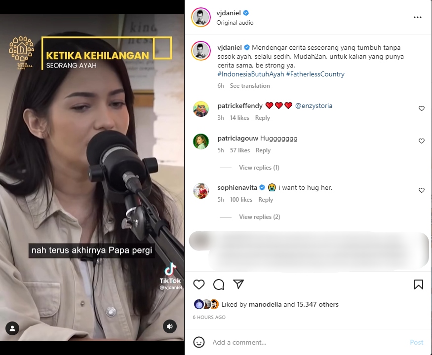 Enzy Storia Sempat Curhat Hidup Tanpa Ayah Sejak Usia 6 Tahun, Daniel Mananta: Be Strong!