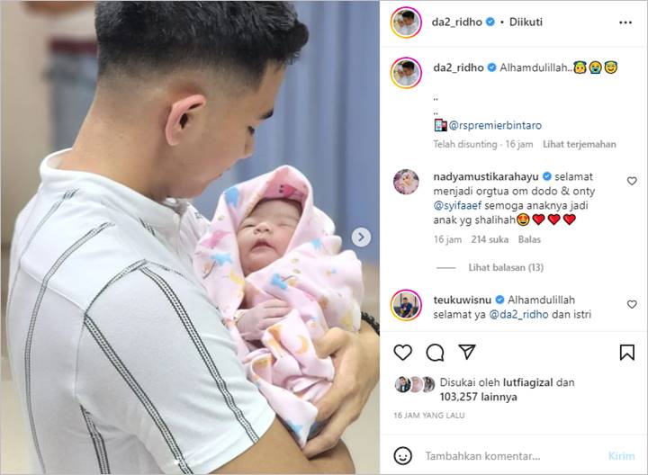 Ridho 2R Gercep Pamer Paras Gemas Anak Pertama Langsung Diserbu Akun Centang Biru
