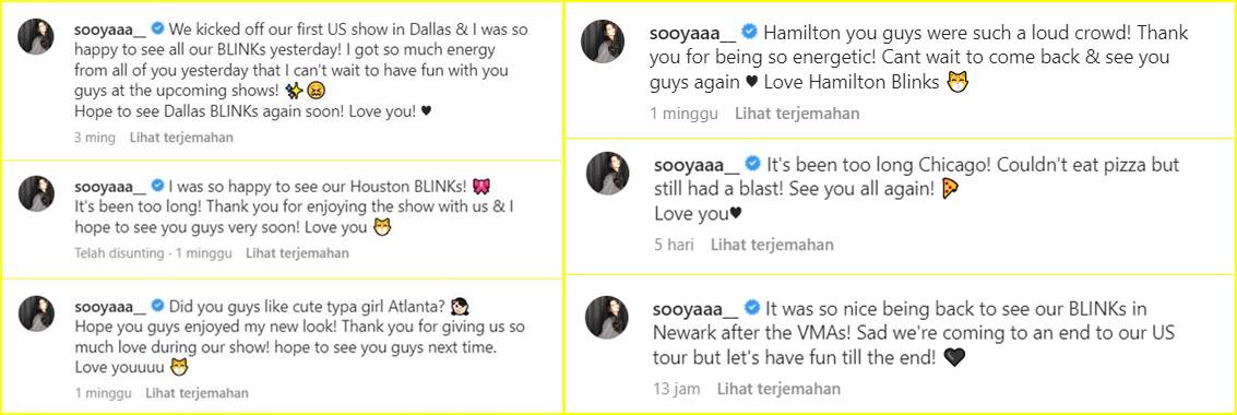 Jisoo BLACKPINK selalu menggunakan Bahasa Inggris untuk potret di belakang panggung tur konser Amerika \