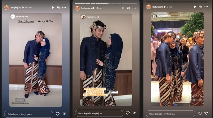 Lesti Kejora Bagikan Foto dan Video Mesra Bareng Rizky Billar di Pernikahan Kakak