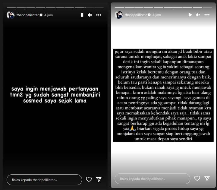 Thariq Halilintar Minta Tak Ada Kegaduhan Usai Diserbu Pertanyaan Soal Fuji An Absen di Ultah Atta